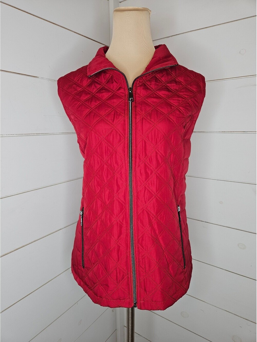 NWT Christopher & Banks large red quilted vest